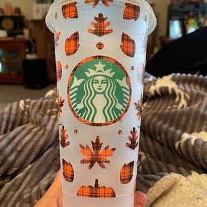Starbucks Cold Cup with fall themed wrap.